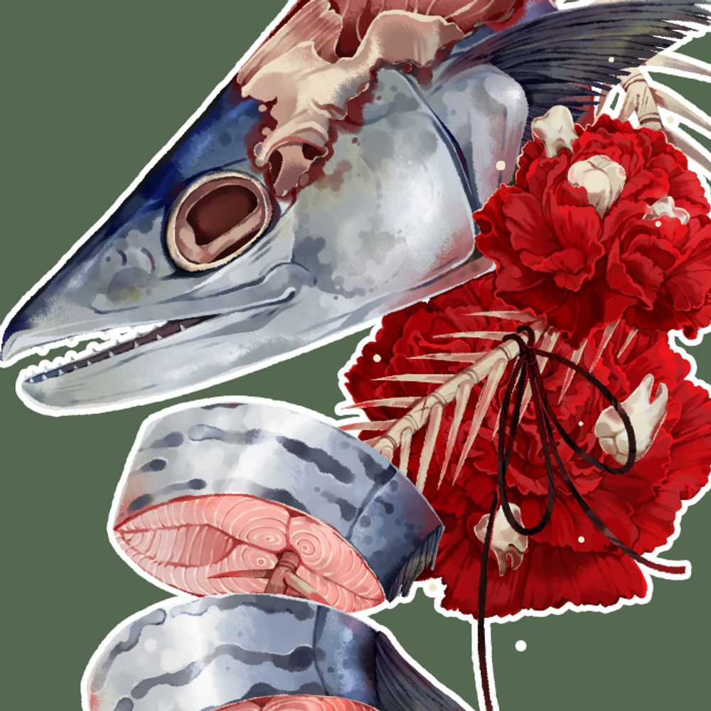 sad feesh on fire