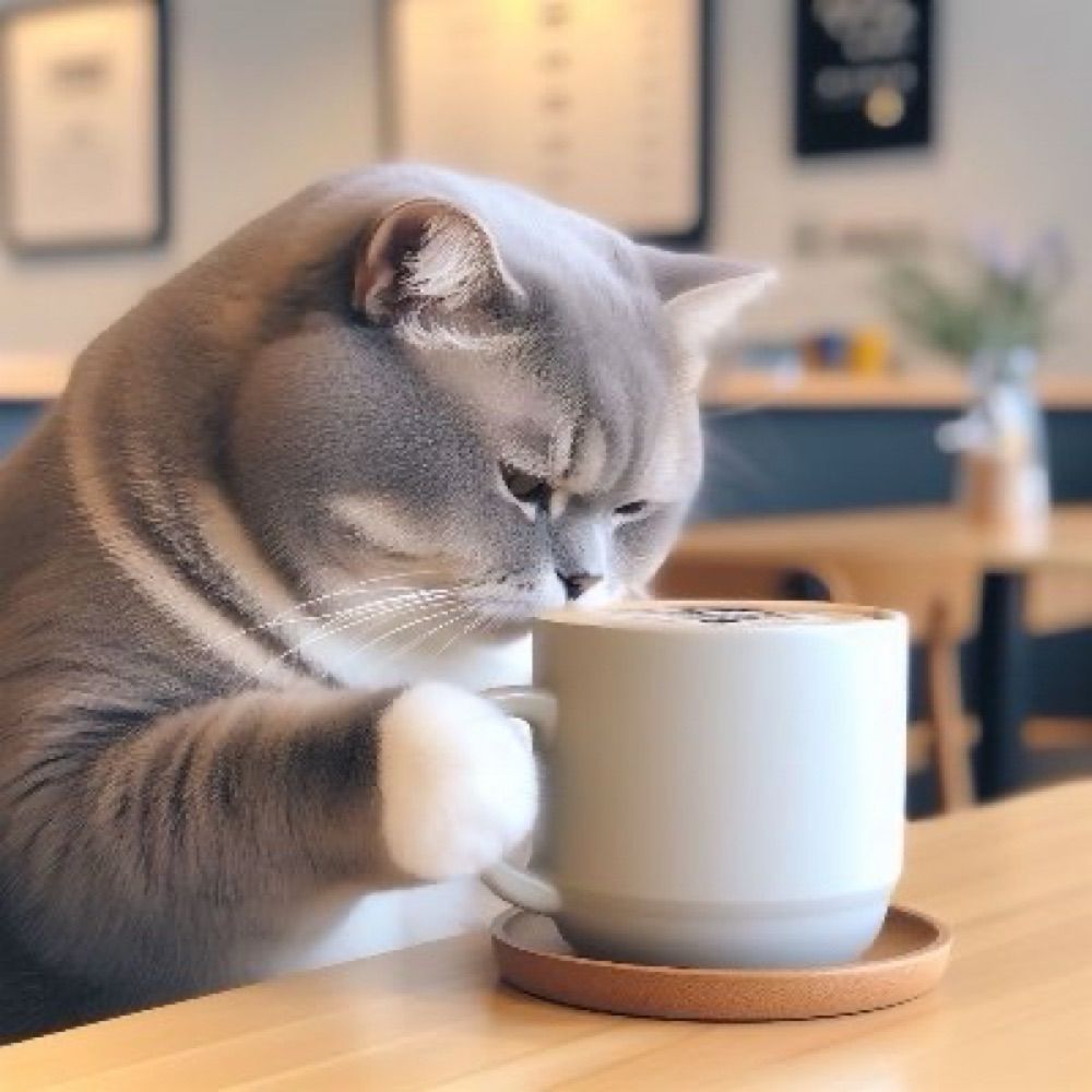 แมวหมอกดื่มกาแฟ
