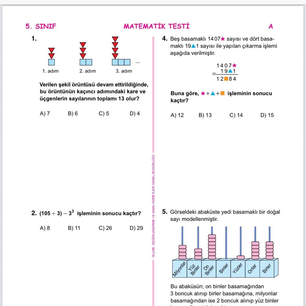 Sevinç Koleji 4-5. Sınıf Matematik Öğt. Çekmeköy-İst