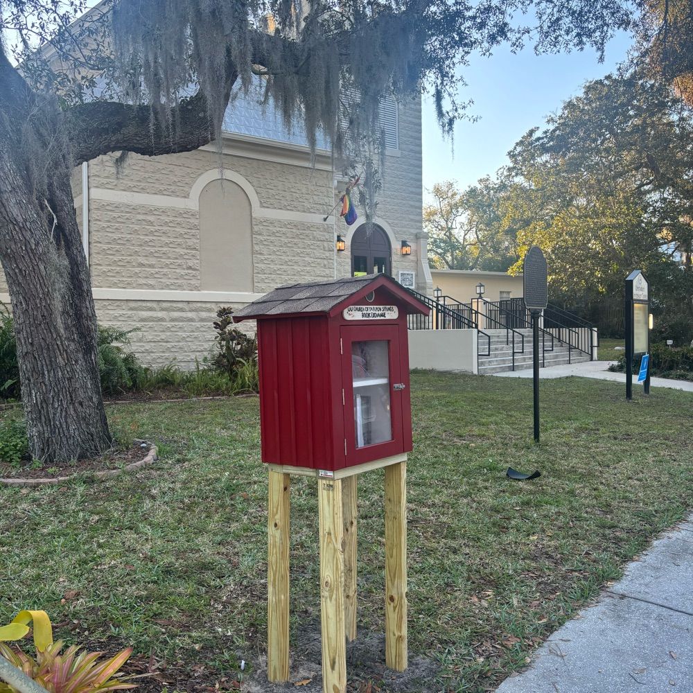 Rainbow Welcome Circle Little Free Library at the UU