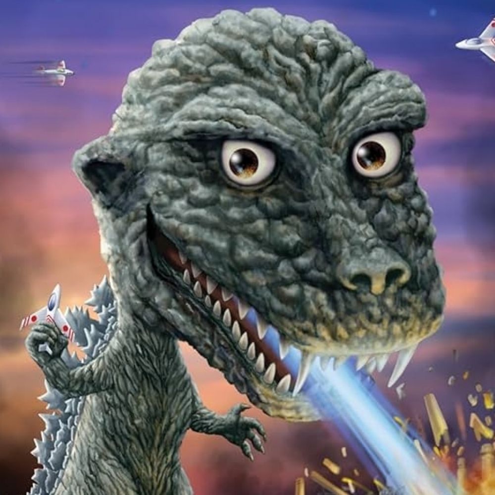 Big Head Godzilla With Human Eyes