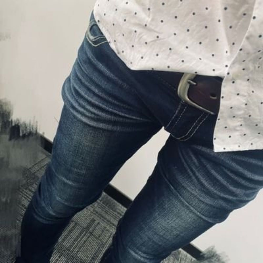 🌈G 激凸紧身牛仔裤
