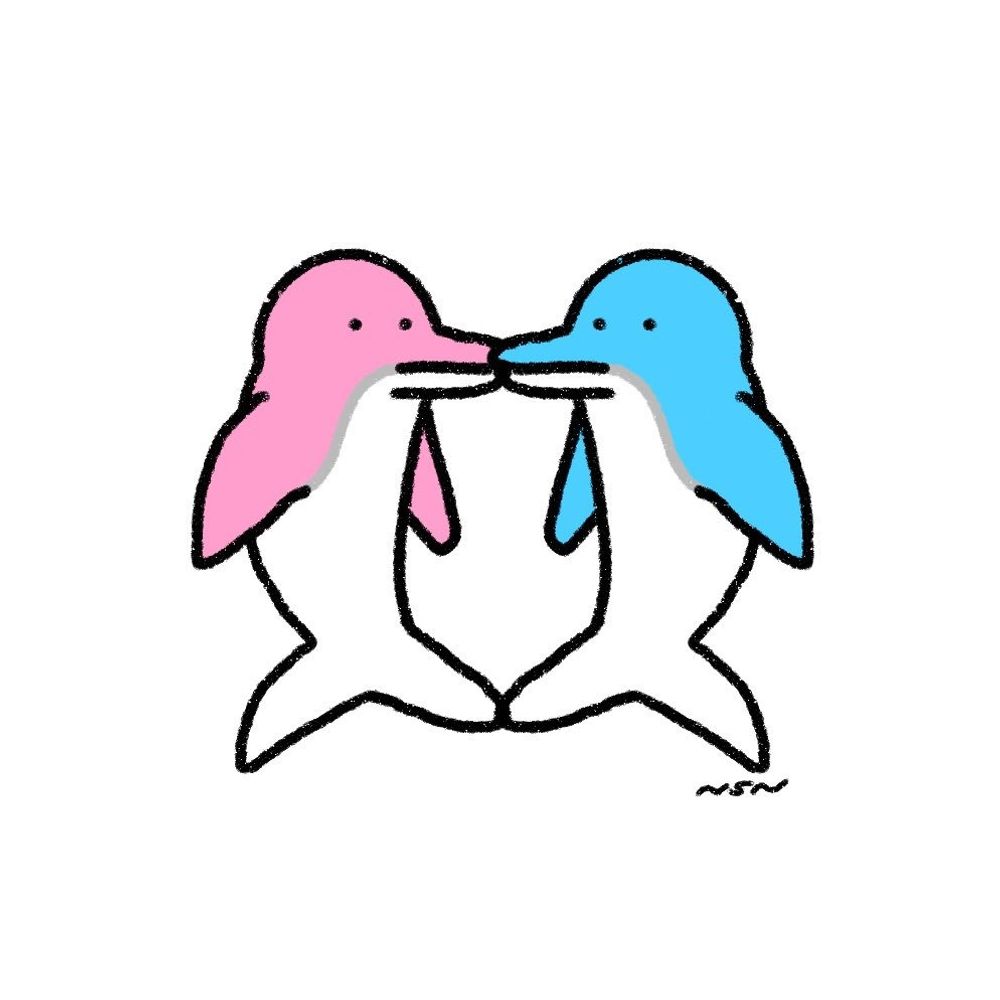 キスをしてるイルカ