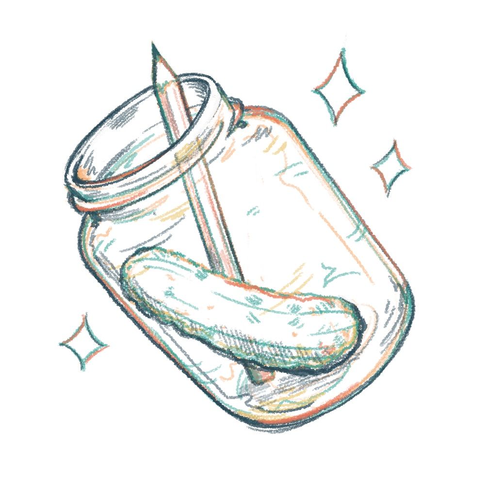 Pencils in a pickle jar 