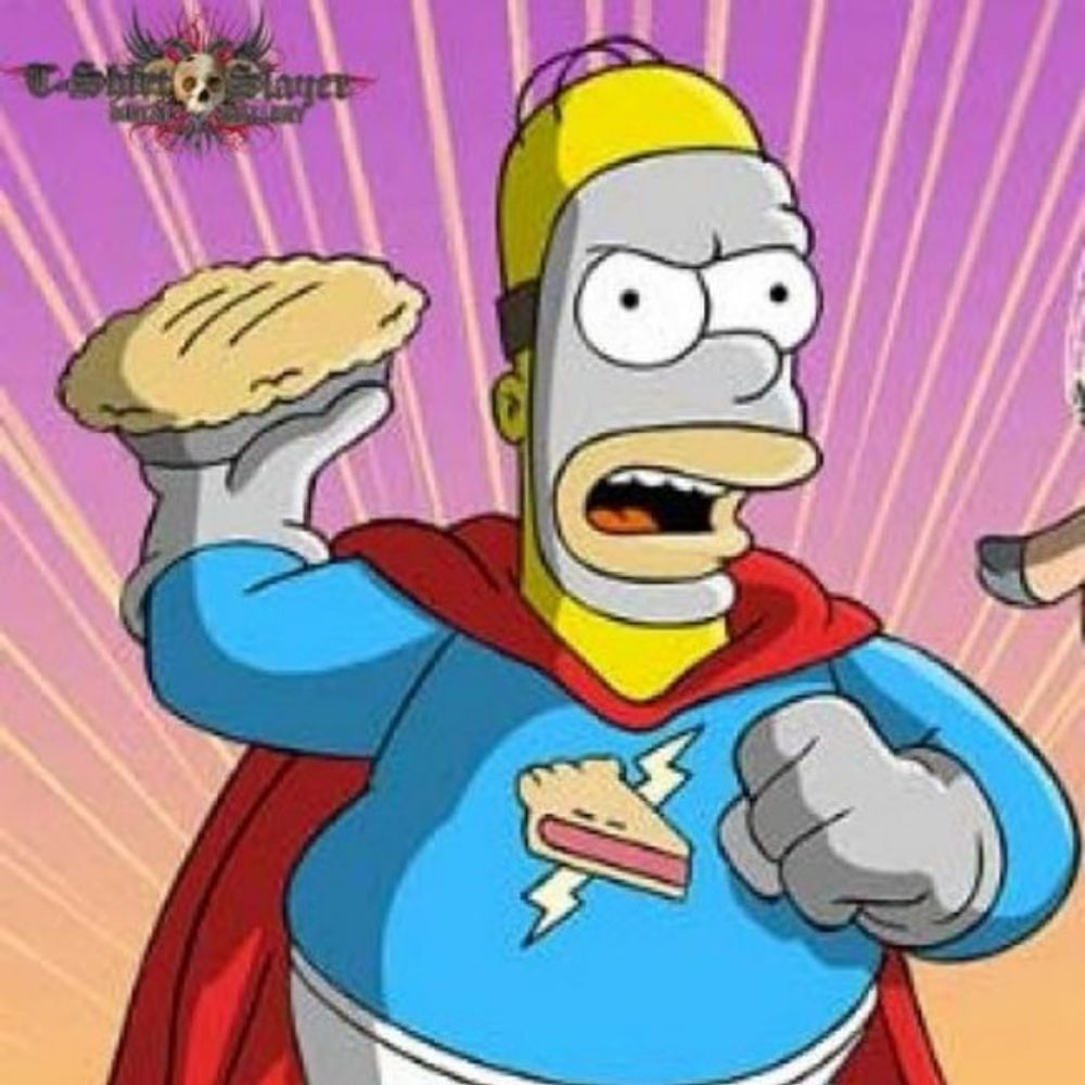 Pie Man against War Homer Simpson