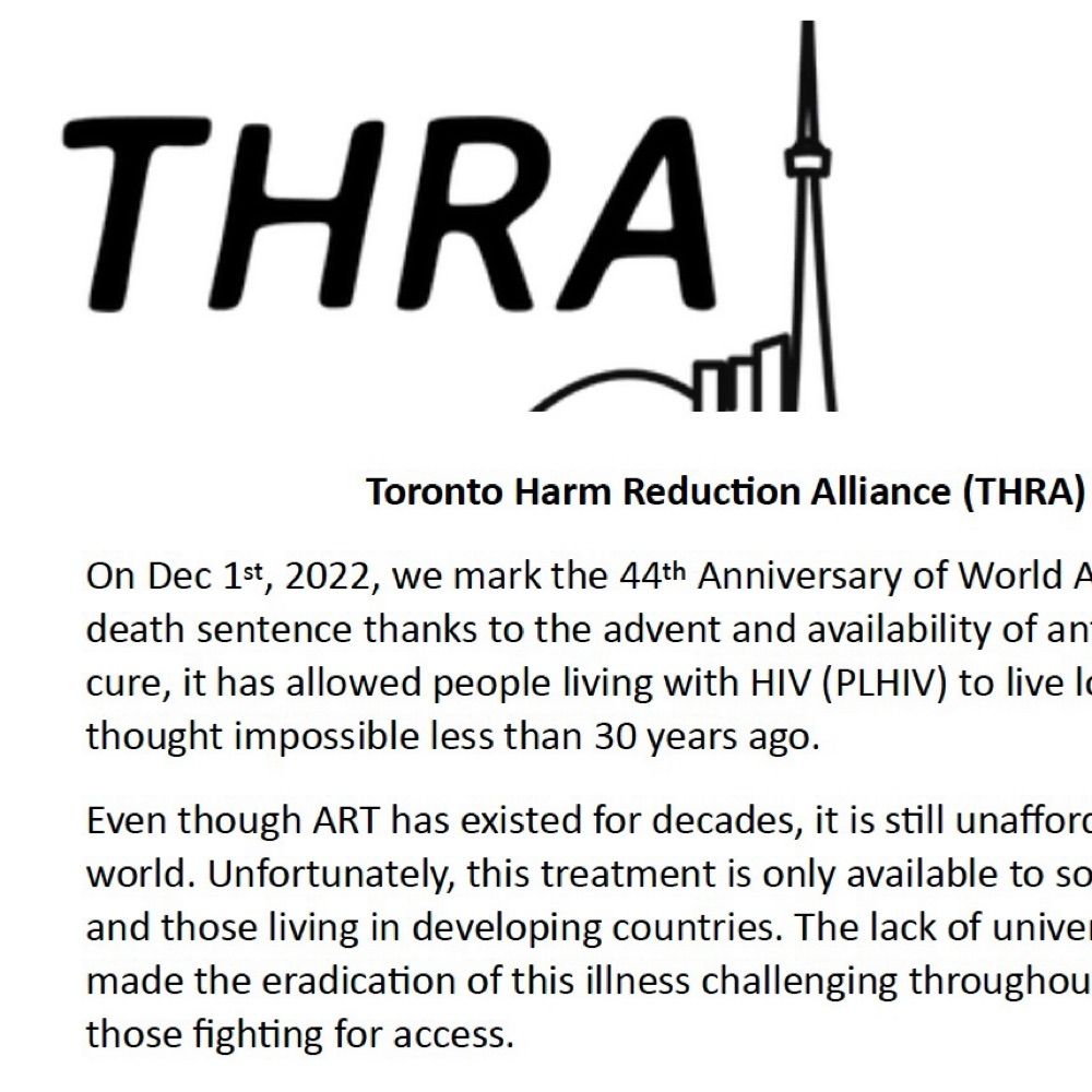 Toronto Harm Reduction Alliance (THRA)