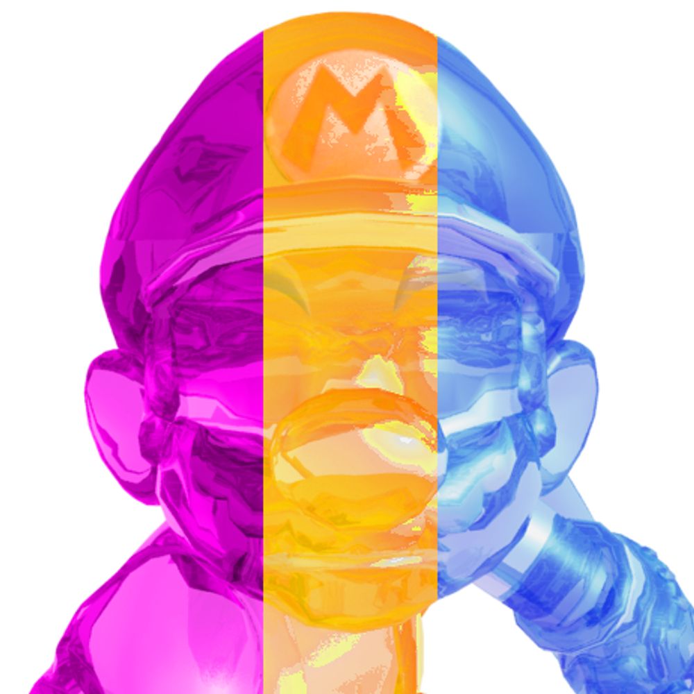 Pink Yellow and Blue Shadow Mario