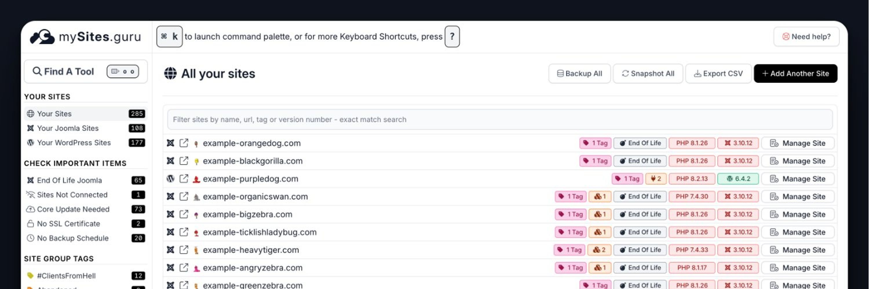 Manage Multiple WordPress and Joomla Sites easily!