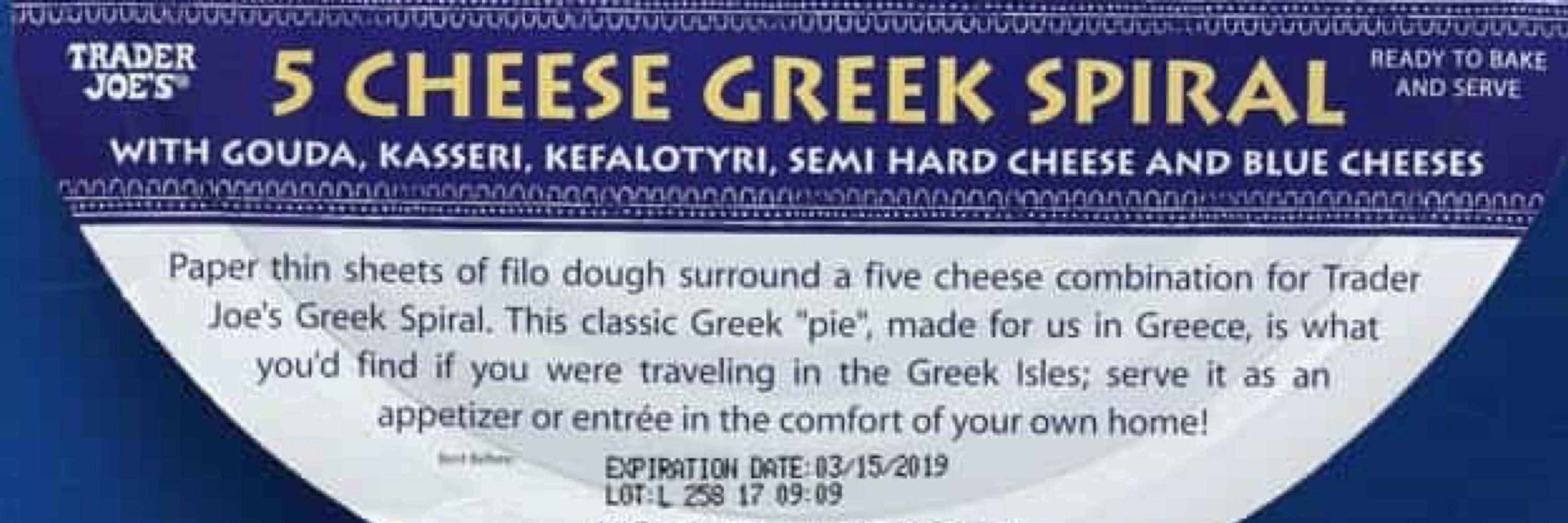 Trader Joe’s 5 Cheese Greek Spiral