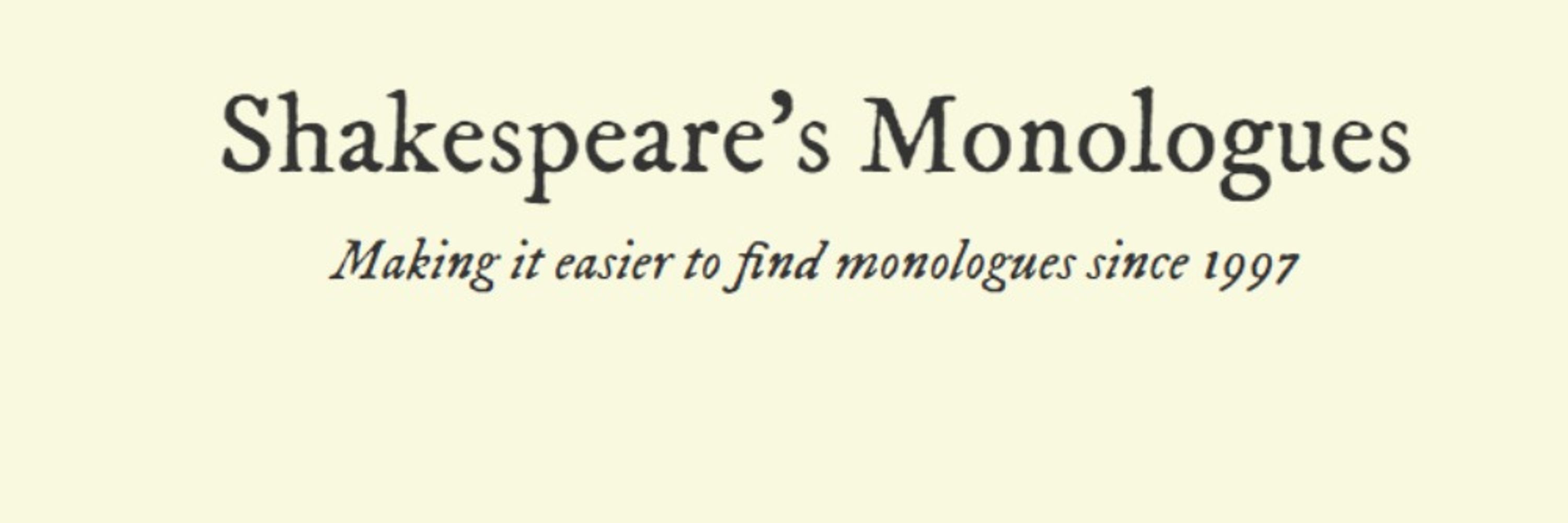 Shakespeare's Monologues