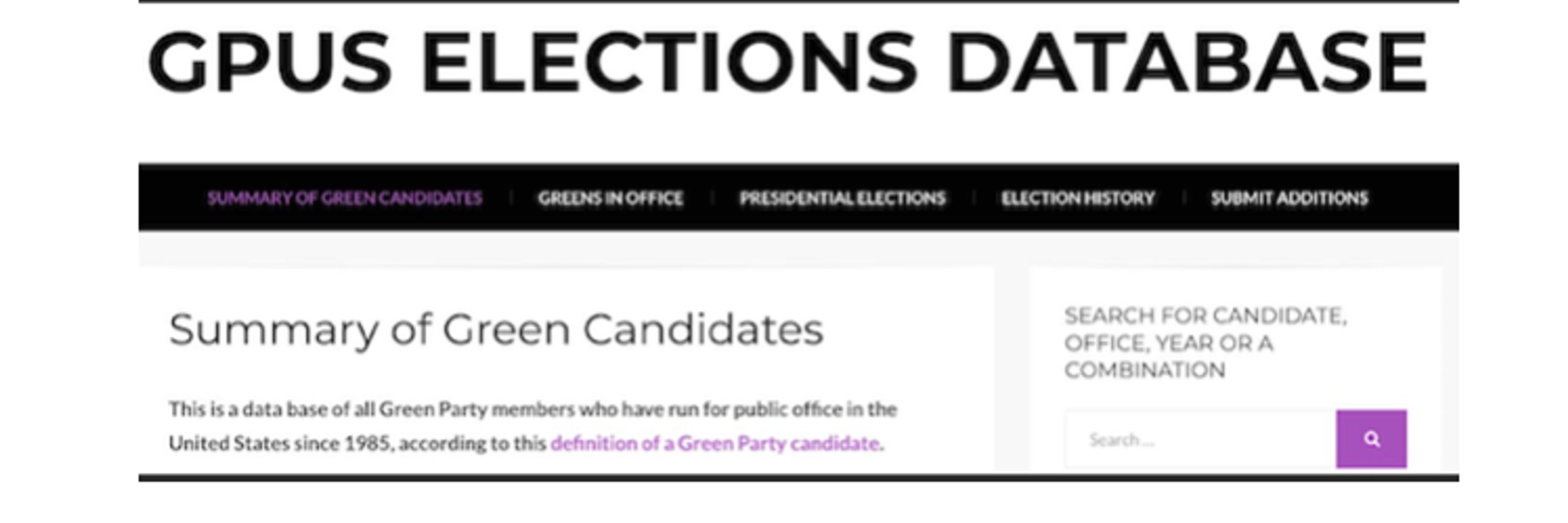 Green Party Elections Data Base Reports & Analysis