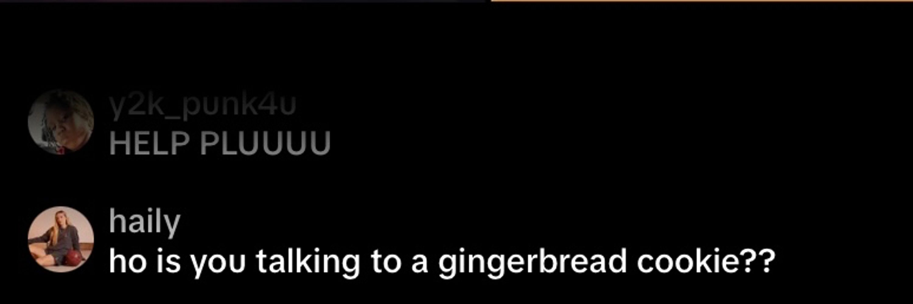 ho is u talkin to a gingerbread cookie?