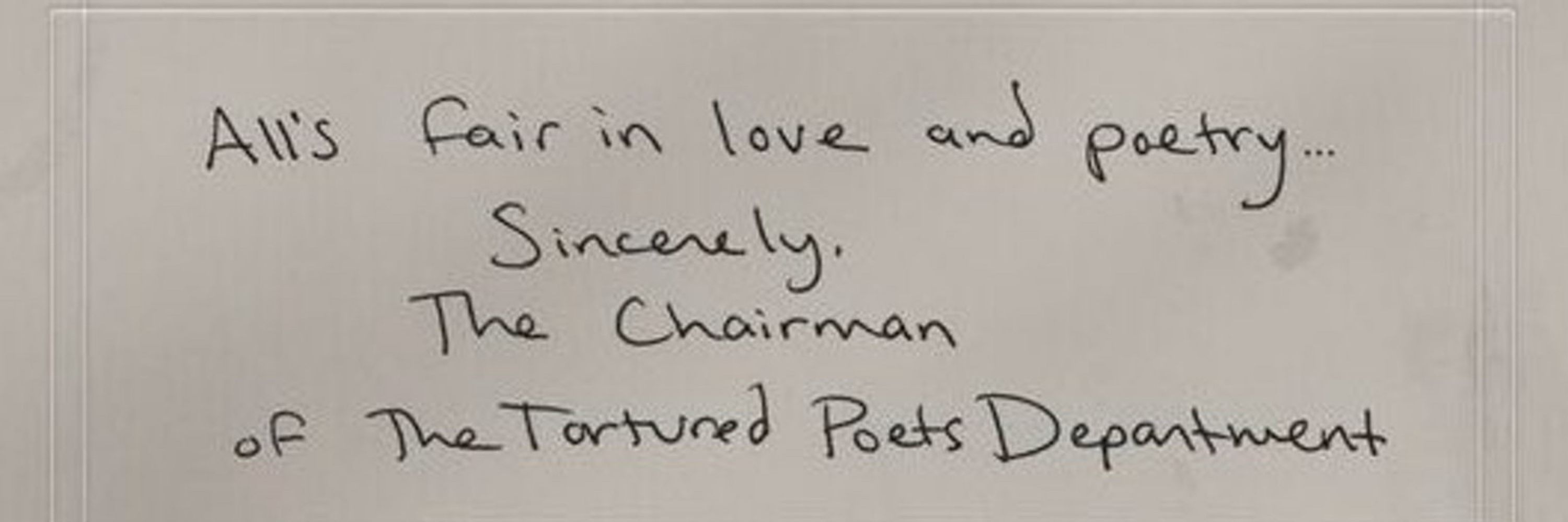 The chairman of the tortured poets department