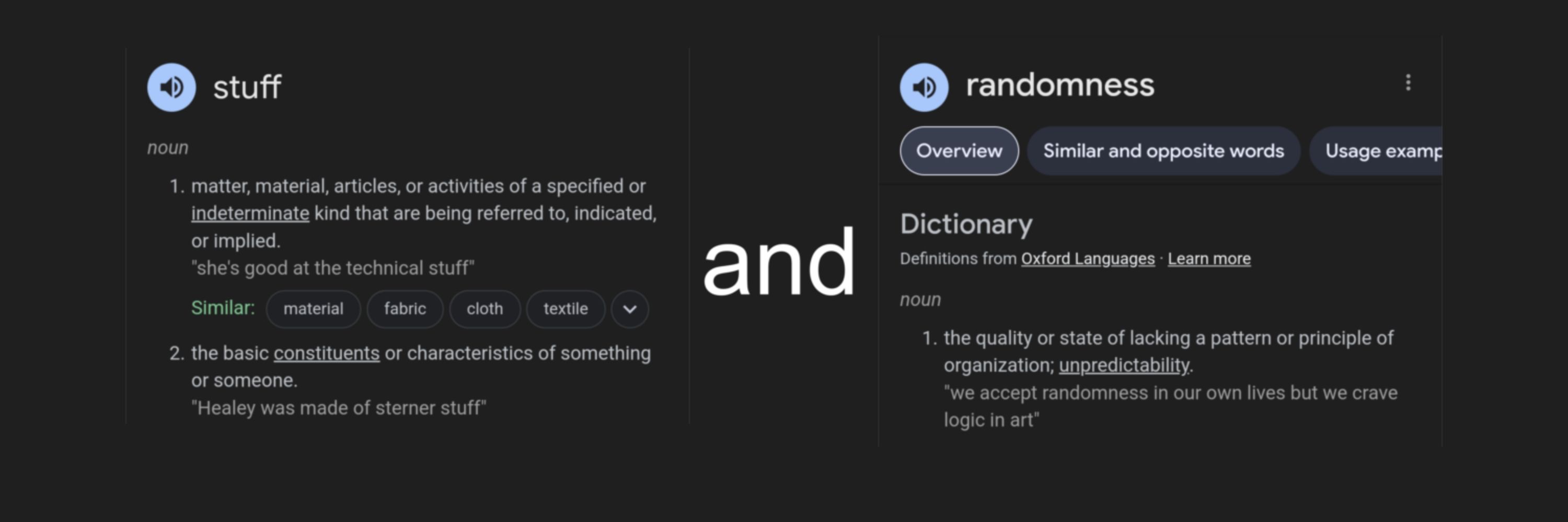 Stuff and Randomness