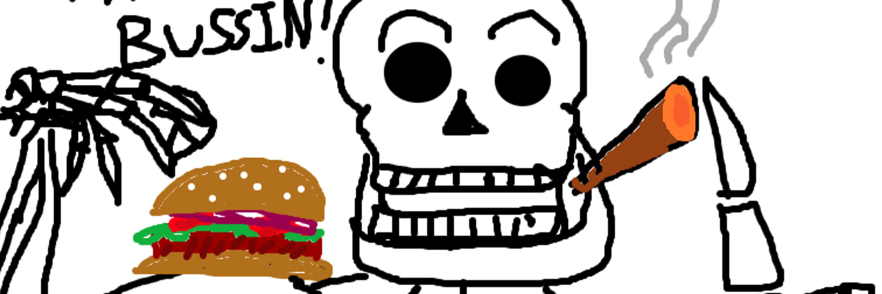Badass Skeleton Holding A Burger