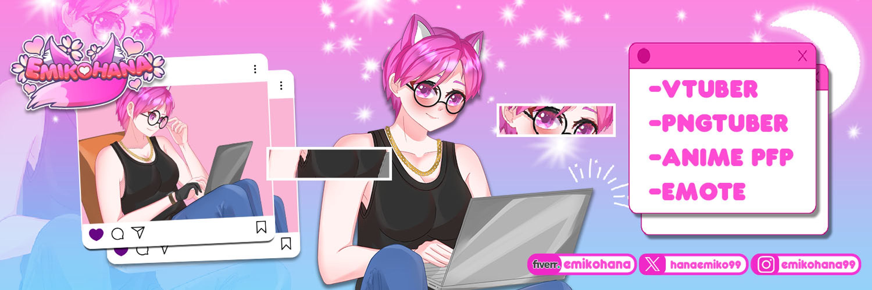 Emiko Hana | Open Commission vtuber / emotes / logo💕