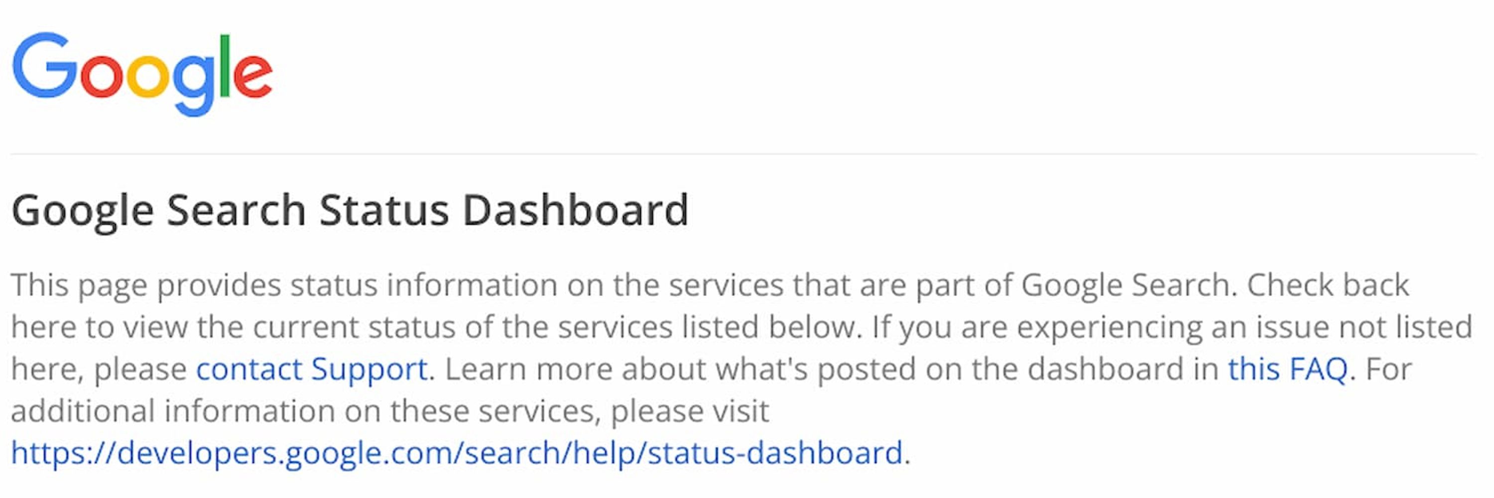 Google Search status dashboard bot