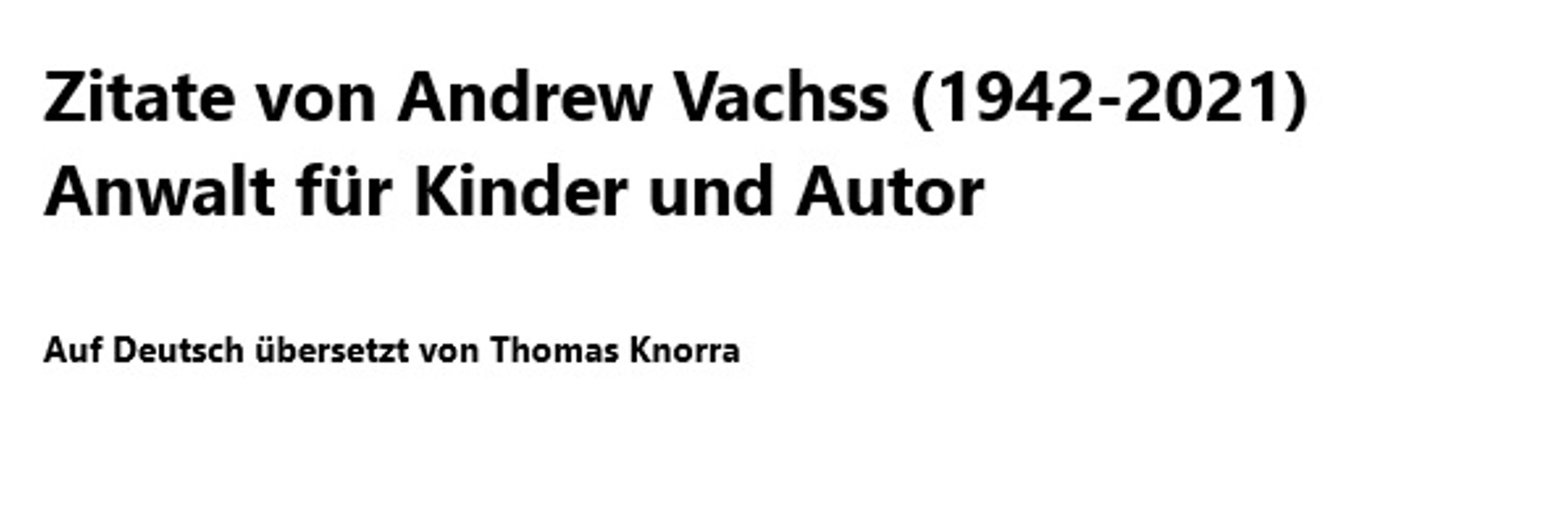 Zitate von Andrew Vachss auf Deutsch