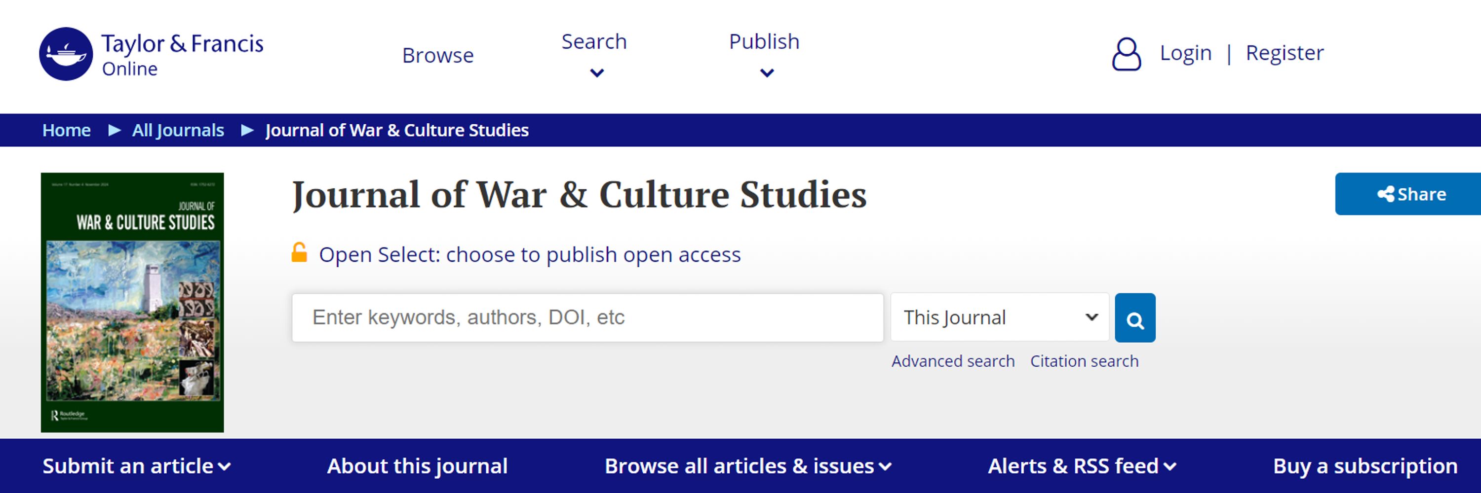 Journal of War and Culture Studies