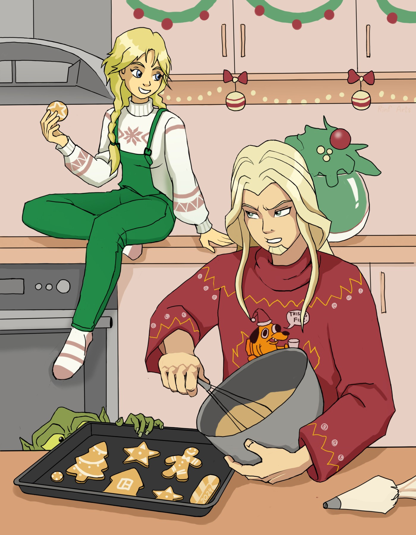 Elyon and Phobos bake Christmas cookies