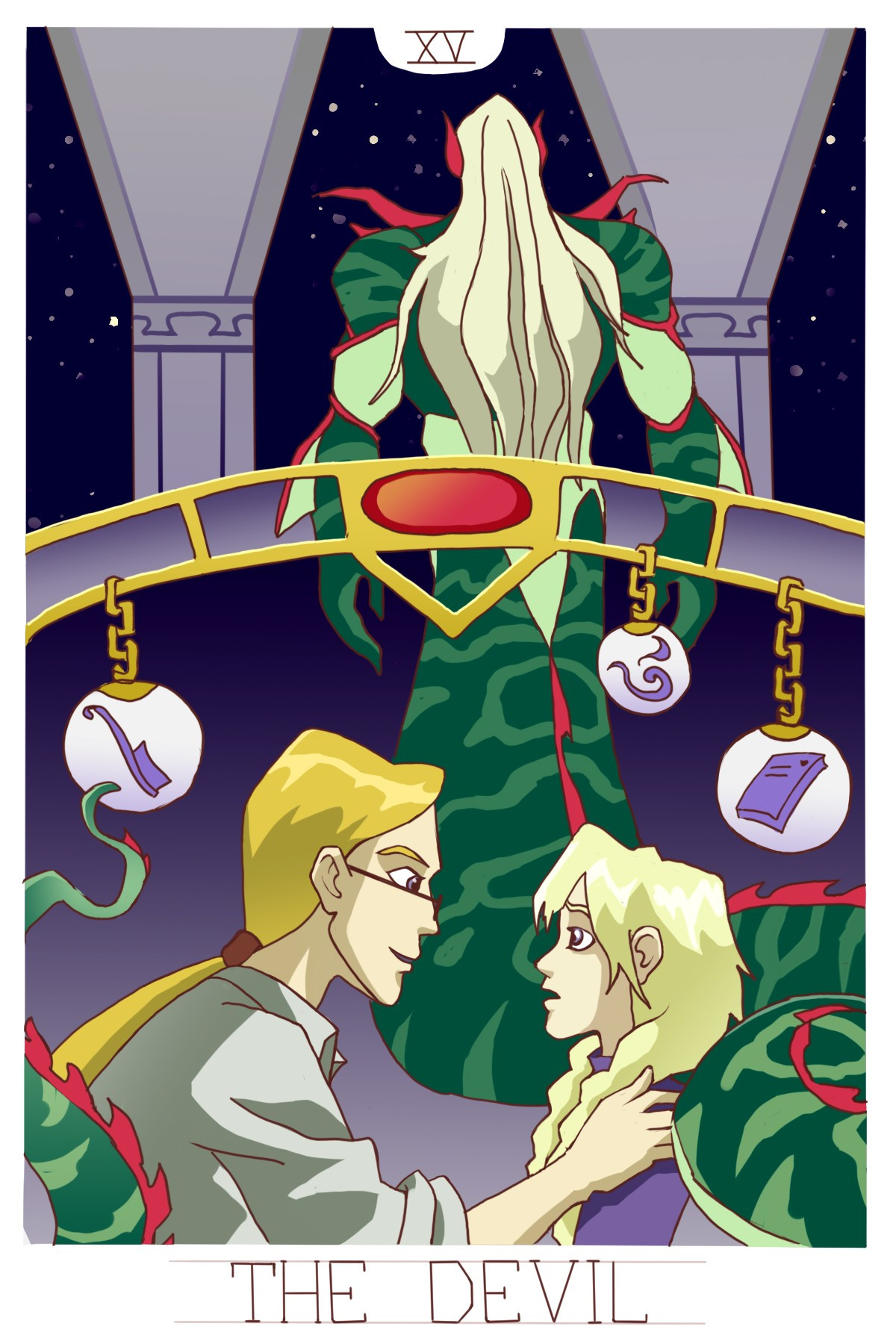 Tarot card with Cedric and Elyon