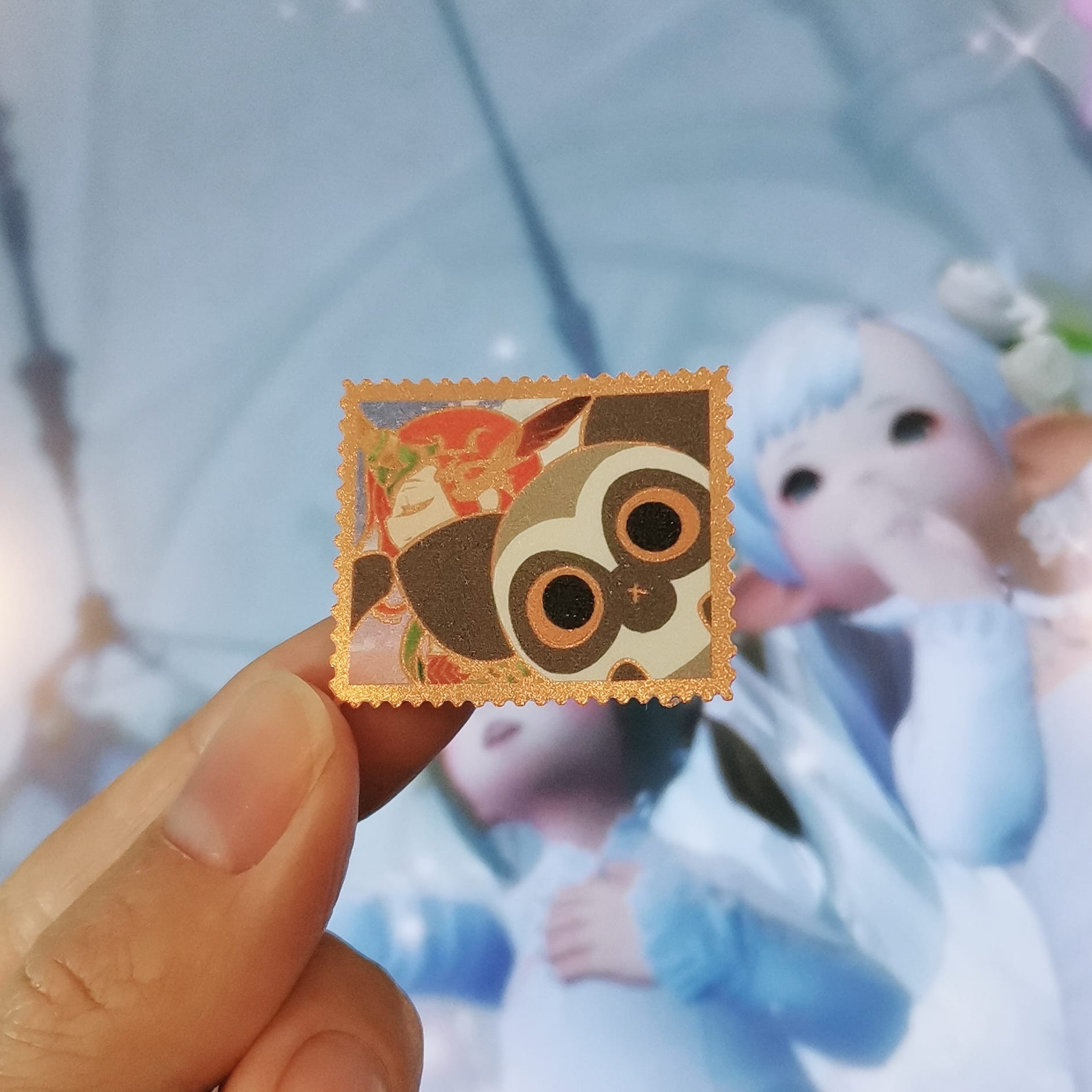 Oshon and baby opo opo from ffxiv in stamp sticker