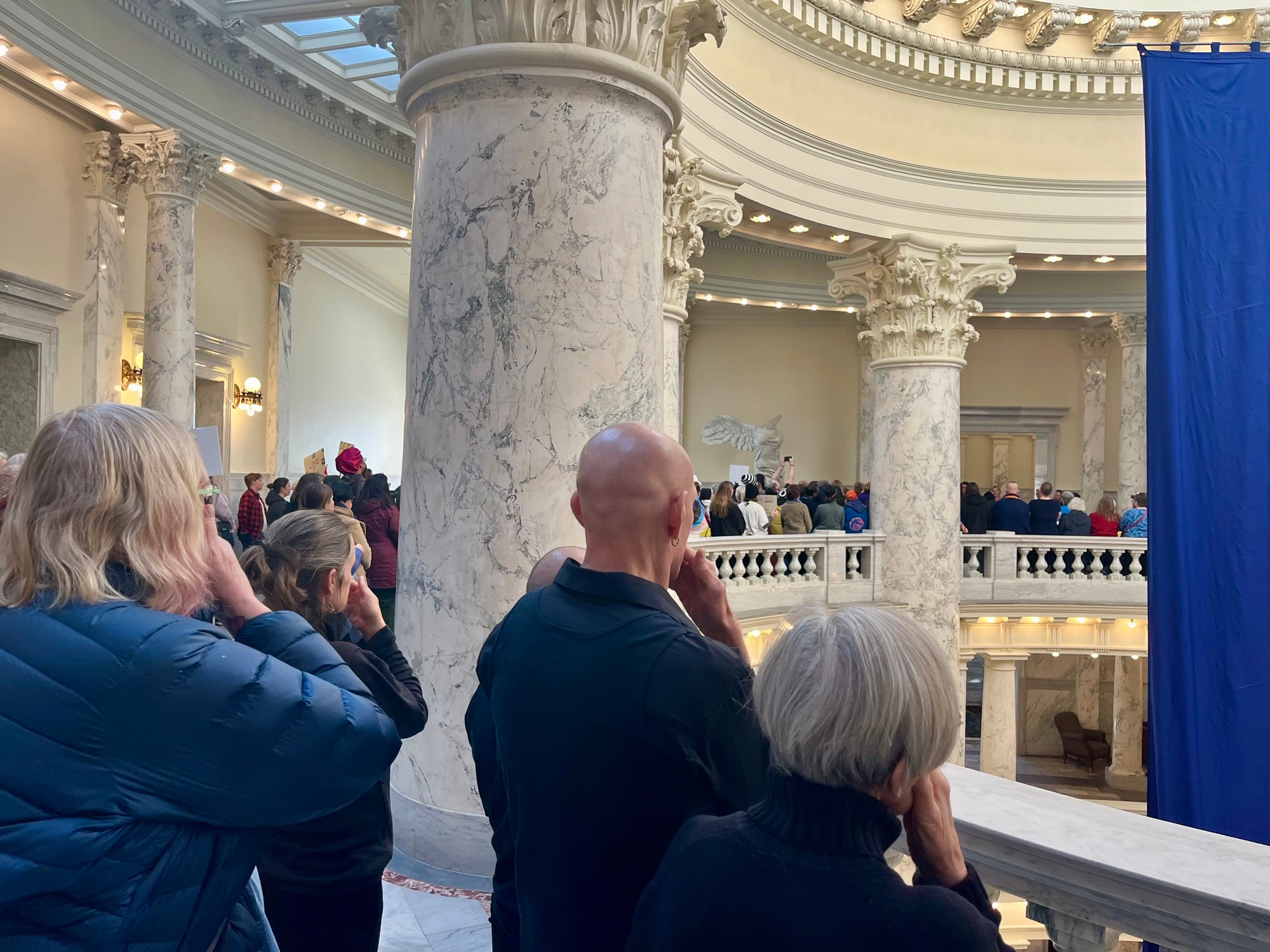 Demonstrators filled the 3rd and 4th floor rotundas.