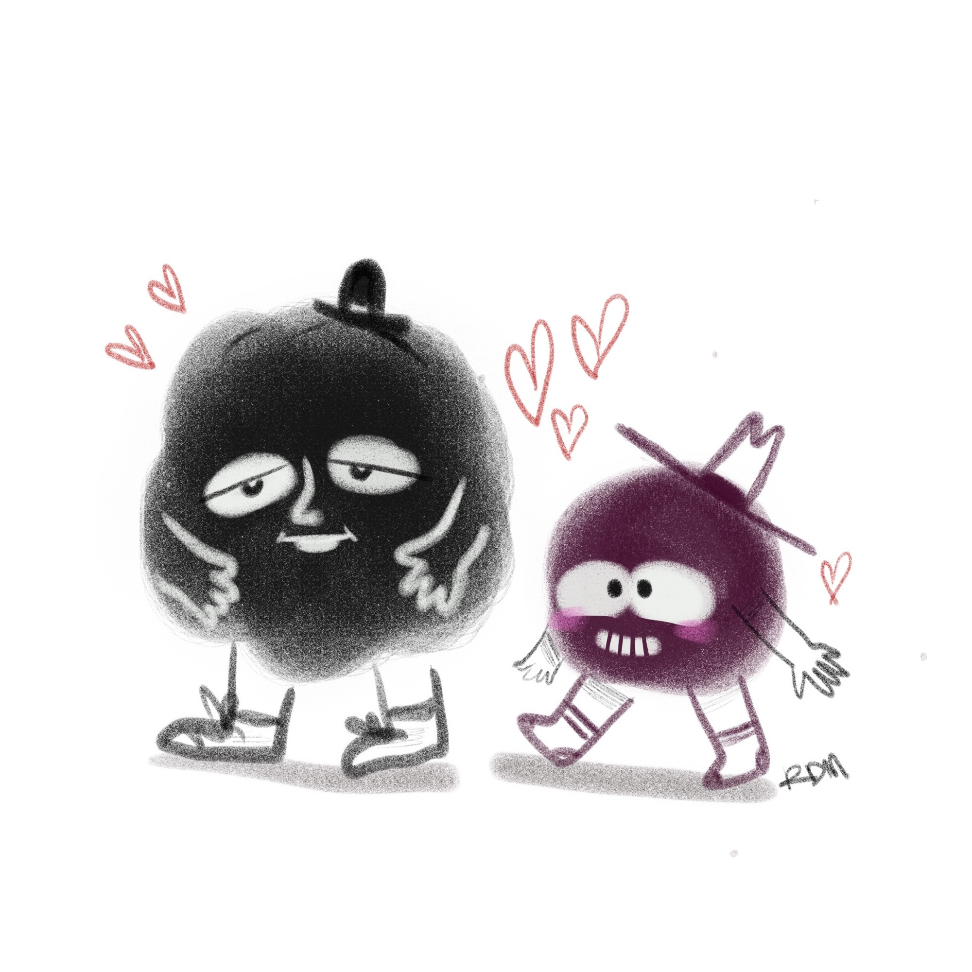 a drawing of two blob shaped characters who are in love and have been together for forever