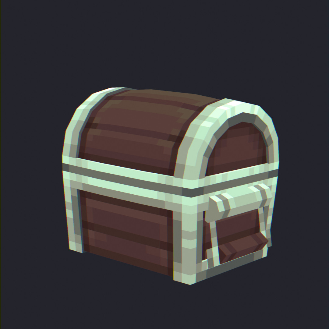 A simple treasure chest suitable for any adventure. Rendered in Pixel art over a 3D model.