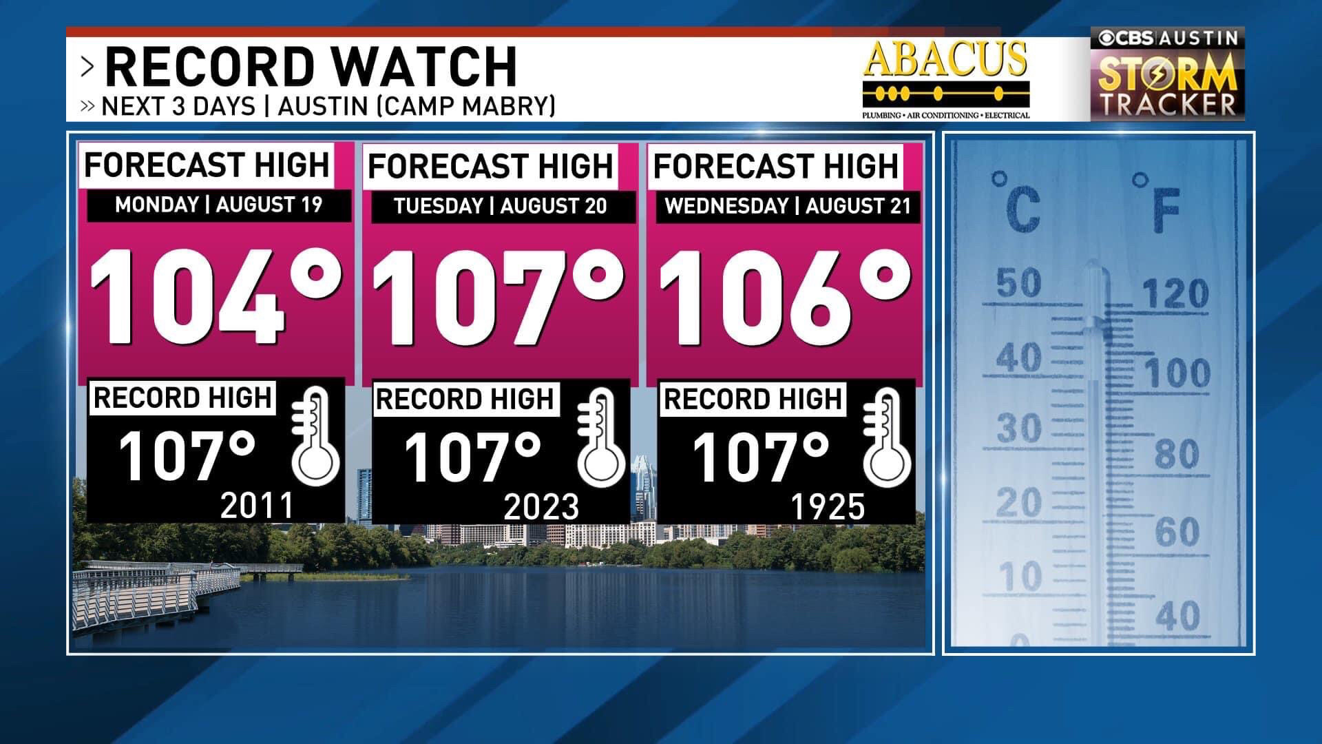 Various record setting 107 degree temperatures