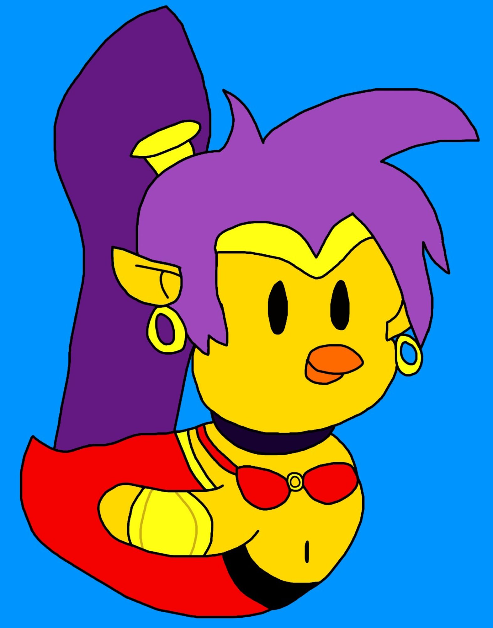 The same drawing of the Shantae rubber ducky, but digitally coloured in.