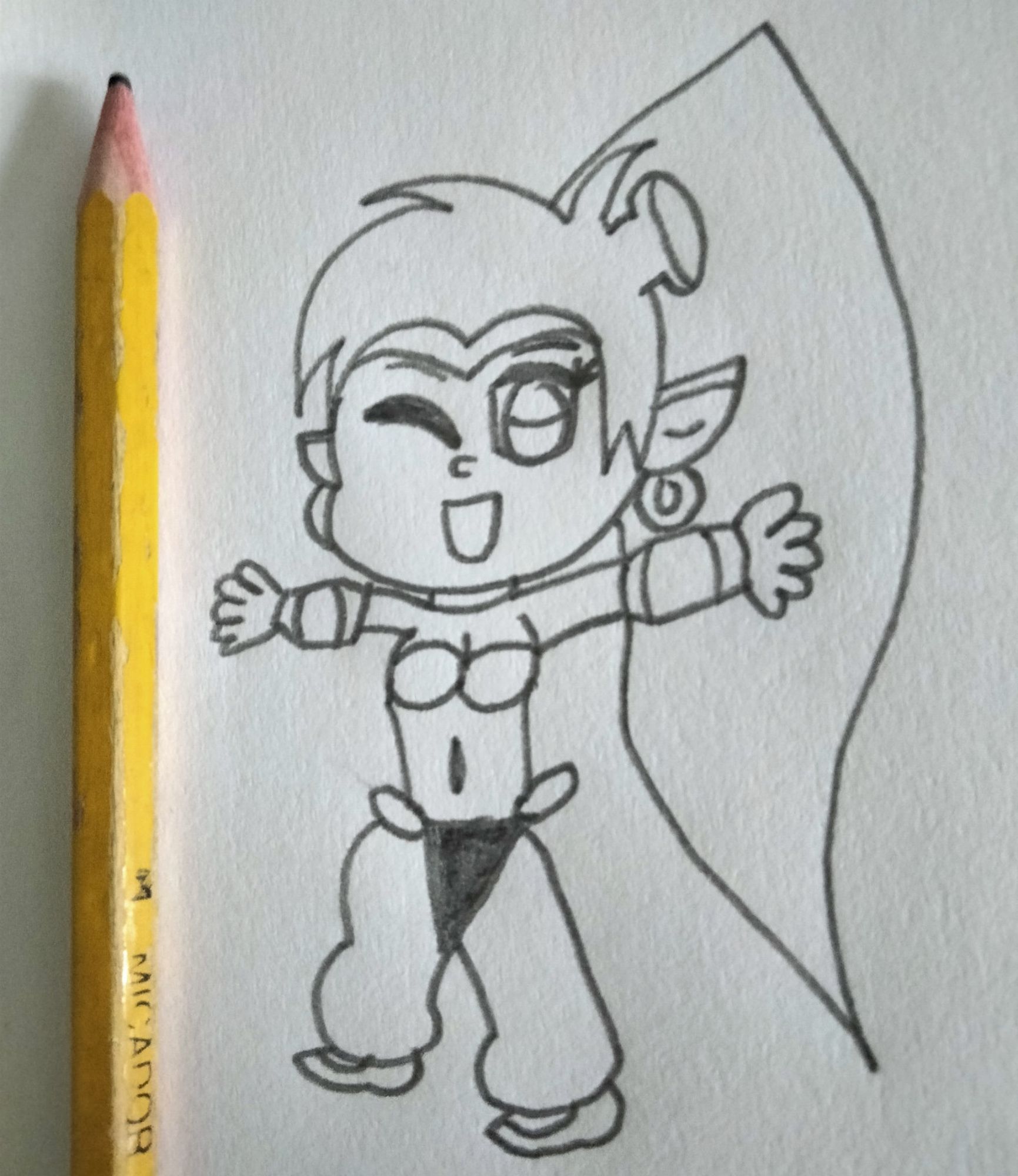 A simple 5-minute sketch I drew of Shantae winking.