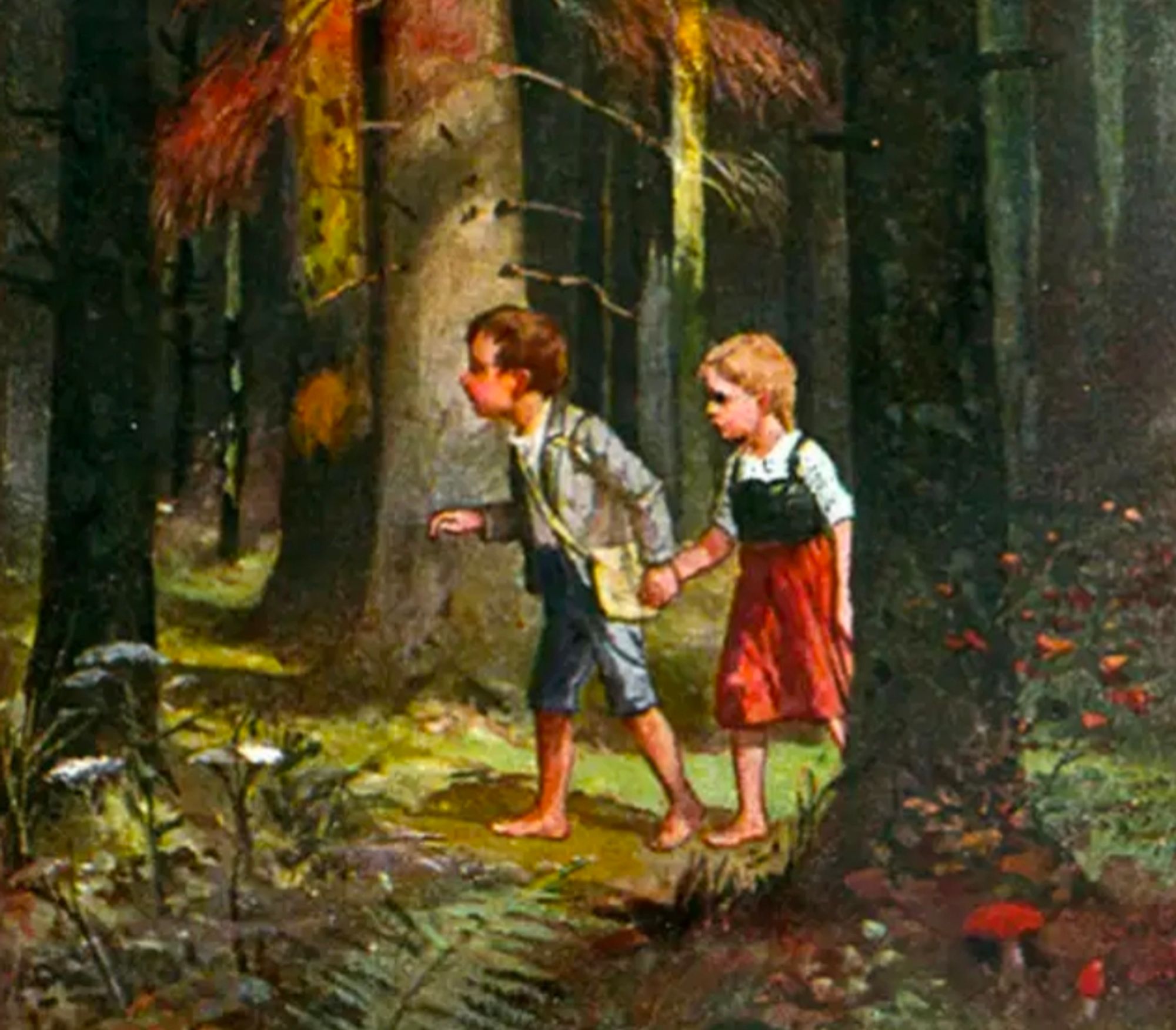 Hansel and Gretel lost in the woods