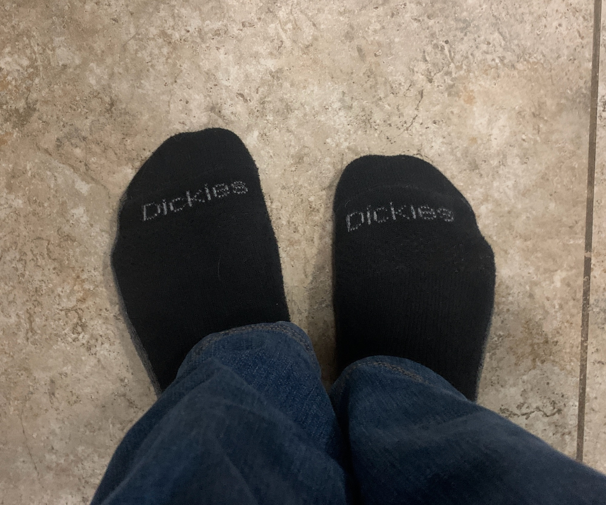 A pair of “Dickies” brand socks