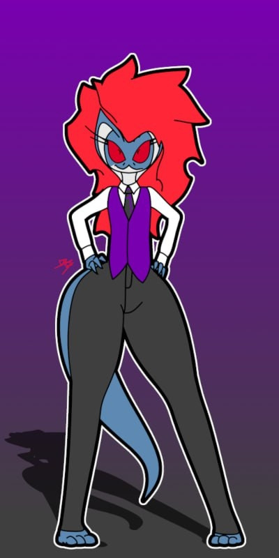 Front-facing drawing of Persephone in her classic casino outfit