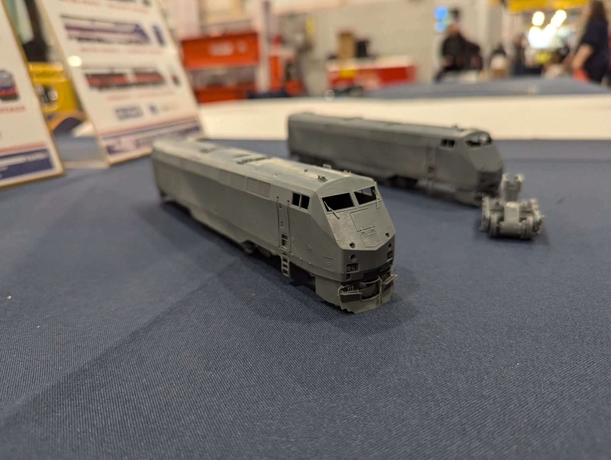 Pre-production 3D-printed sample of a GE P32AC-DM locomotives in HO Scale.