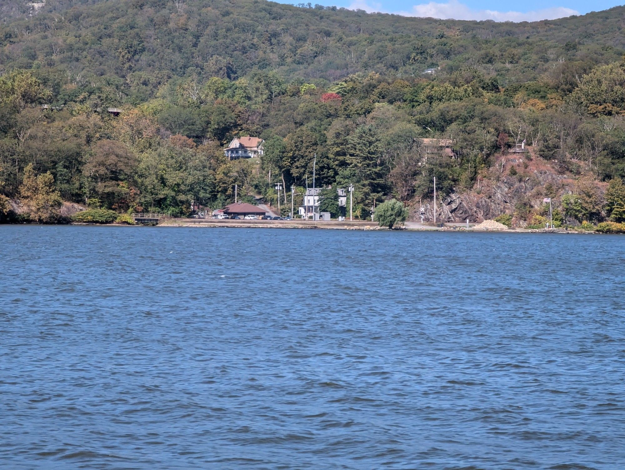 Mine Dock Park, viewed from the eastern side of the Hudson. I go here often to railfan, so this was a neat view to get.