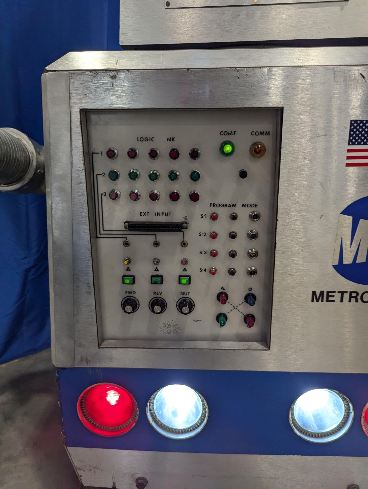 Close-up of the control panel on Metro Man