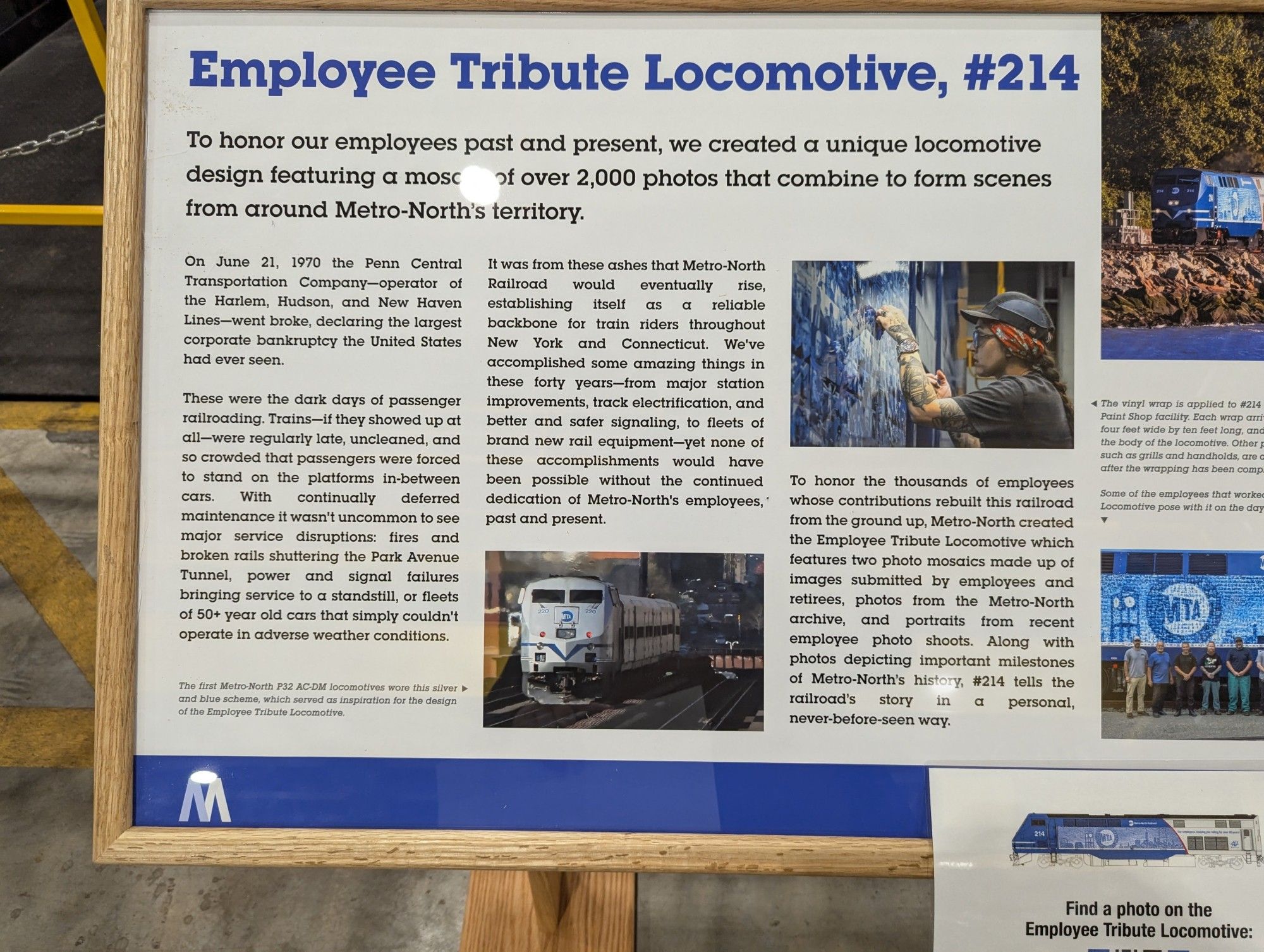 Explanation panel for the Employee Tribute Locomotive