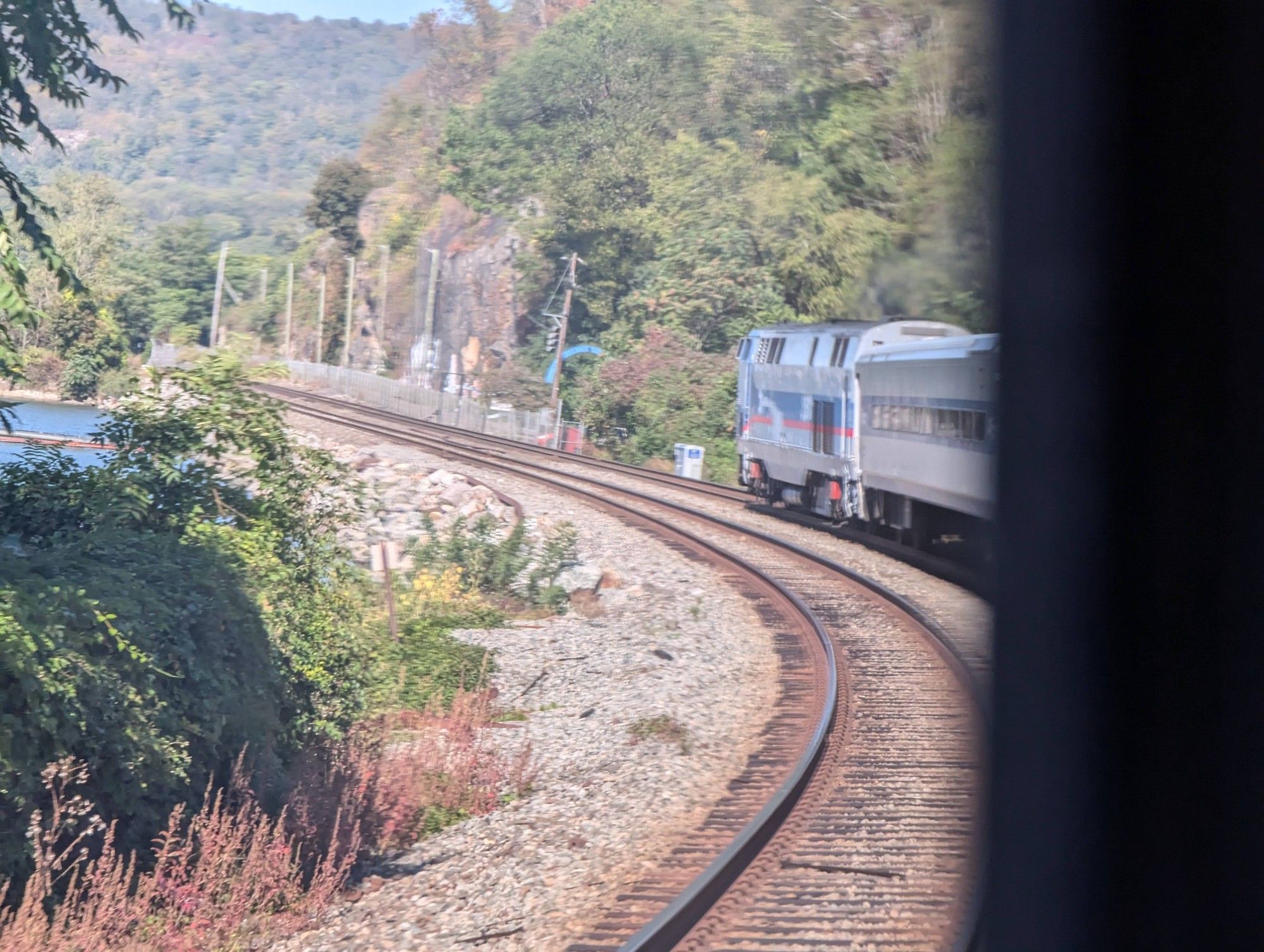 Trainception, rounding north through Peekskill