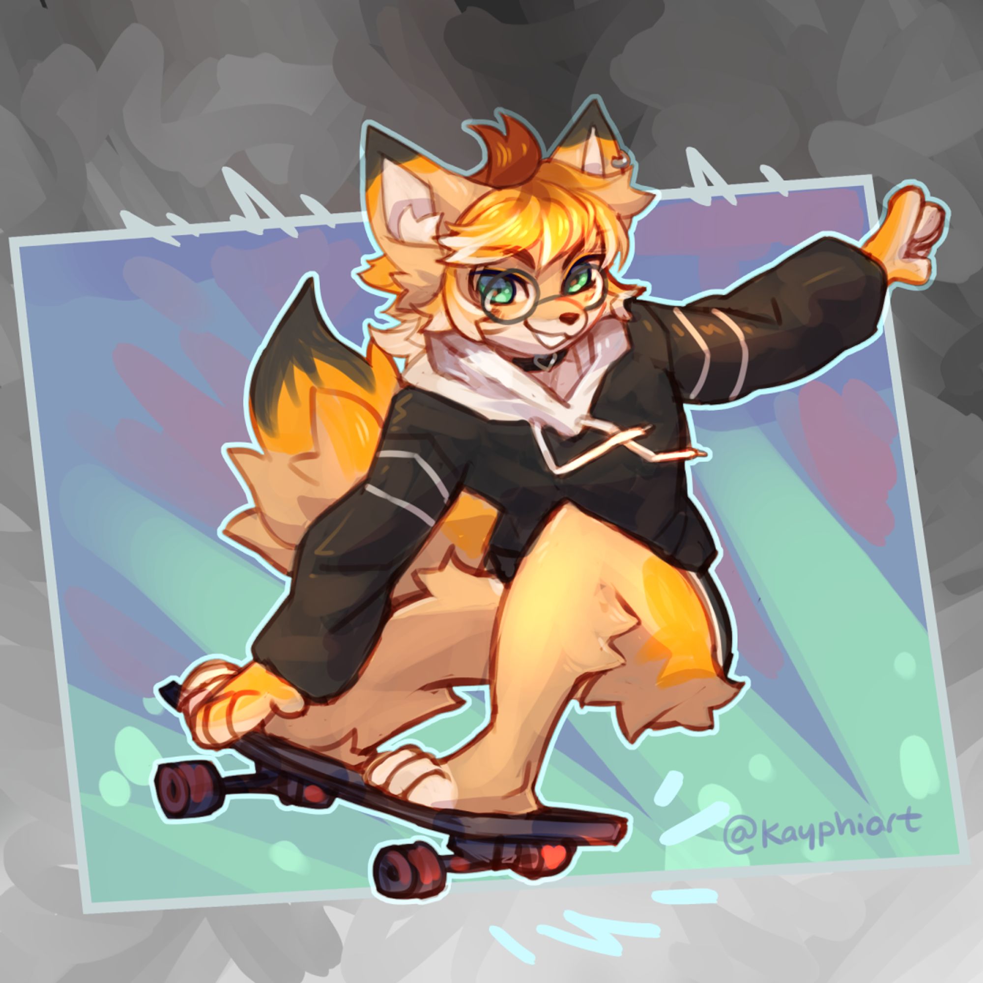 cat furry skateboarding