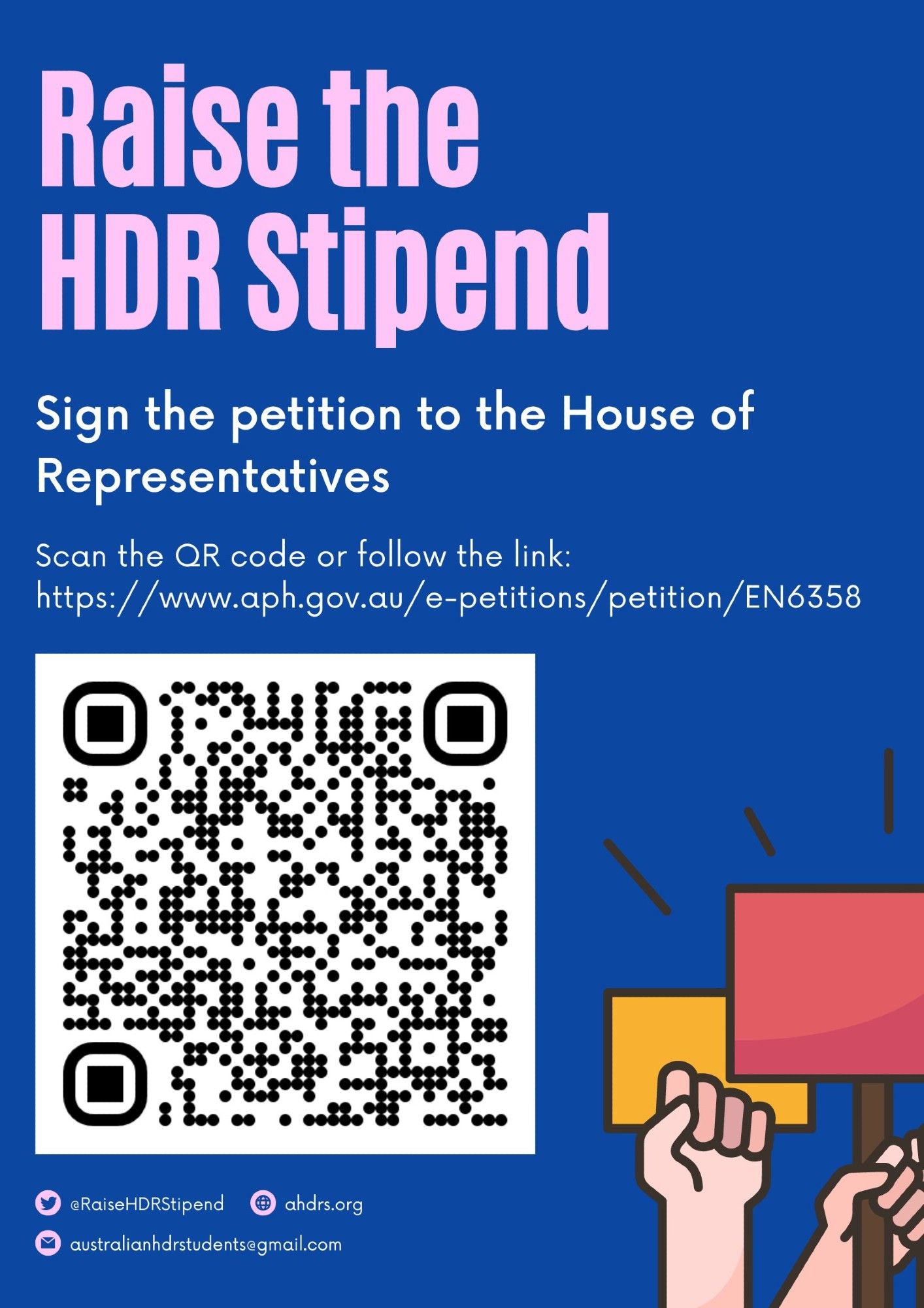 Flyer with a QR code for the petition