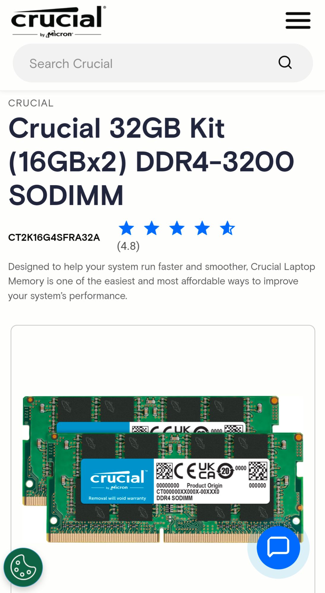 Ordered 32 gb from Crucial. Final cost was $65.