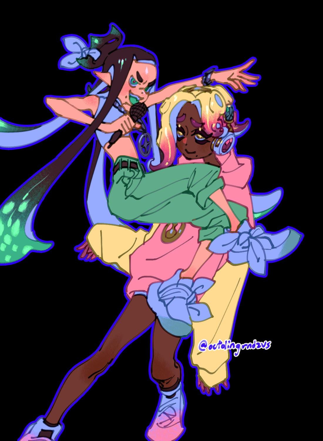 image color/hairstyle/clothing swap of pearl and marina from off the hook, specifically their octo expansion looks