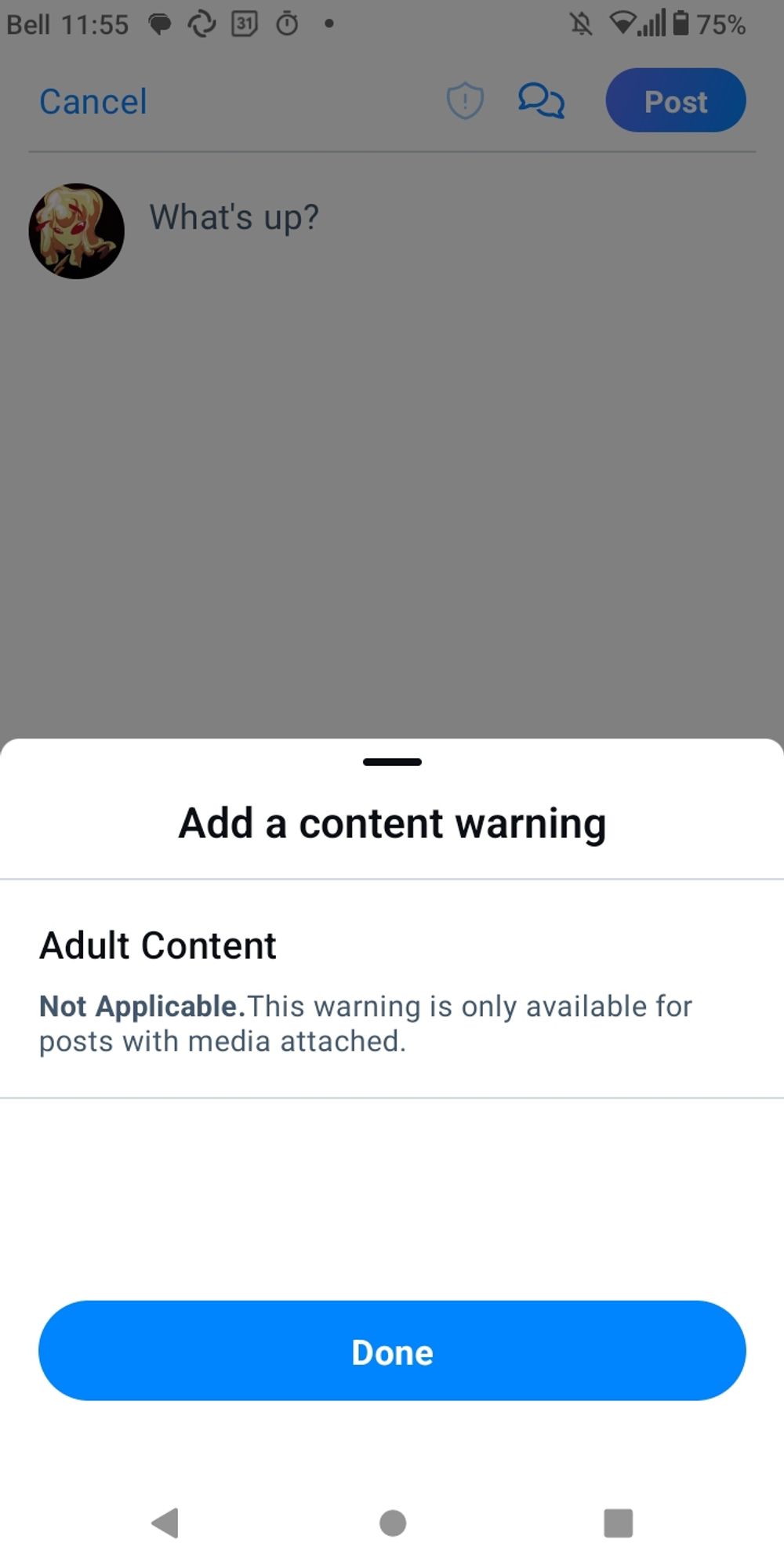 Add a content warning
Adult content
Not applicable: This warning is only available for posts with media attached.