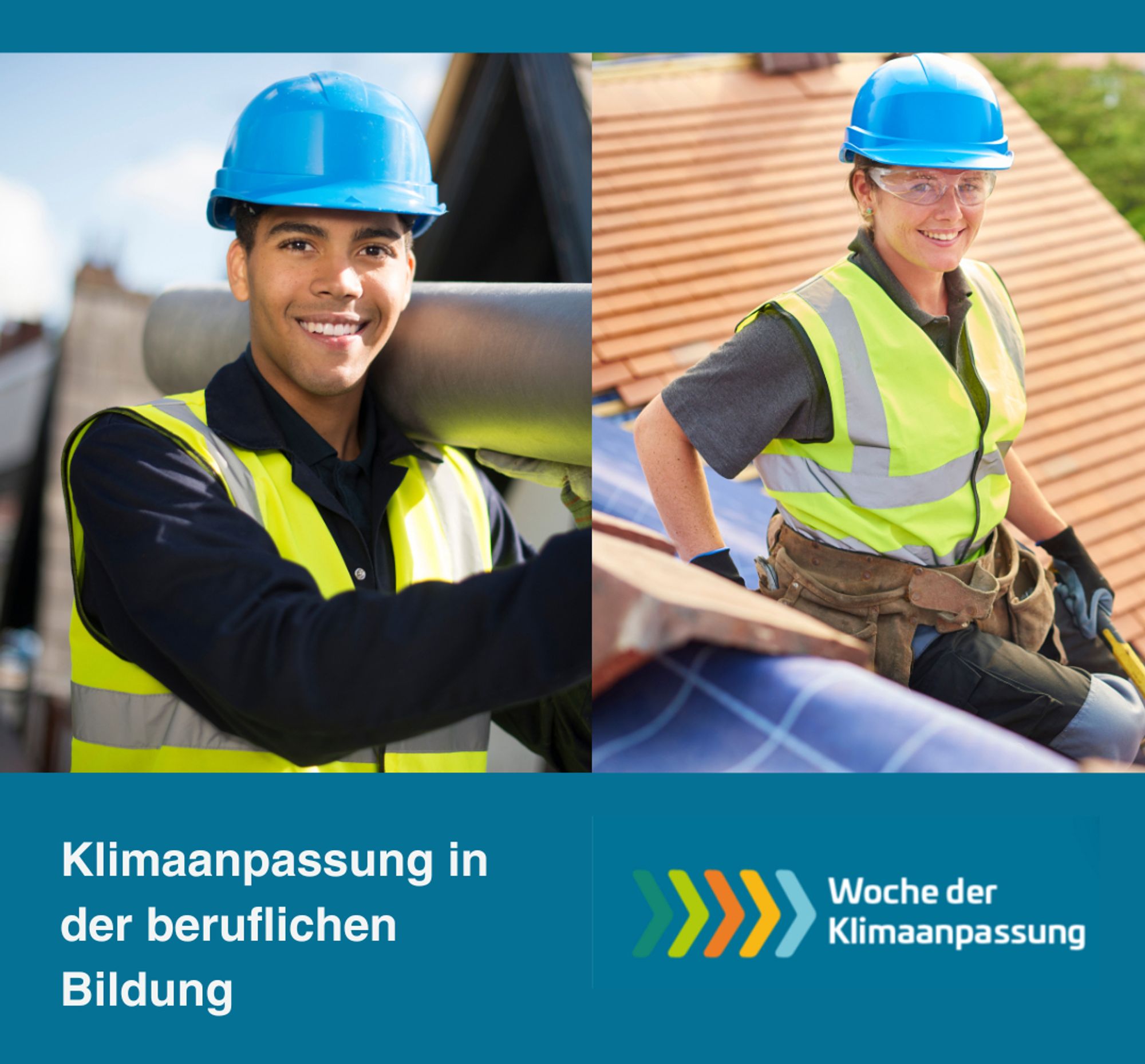 Klimaanpassung in der beruflichen Bildung
Woche der Klimaanpassung 
Foto junge Dachdecker*innen