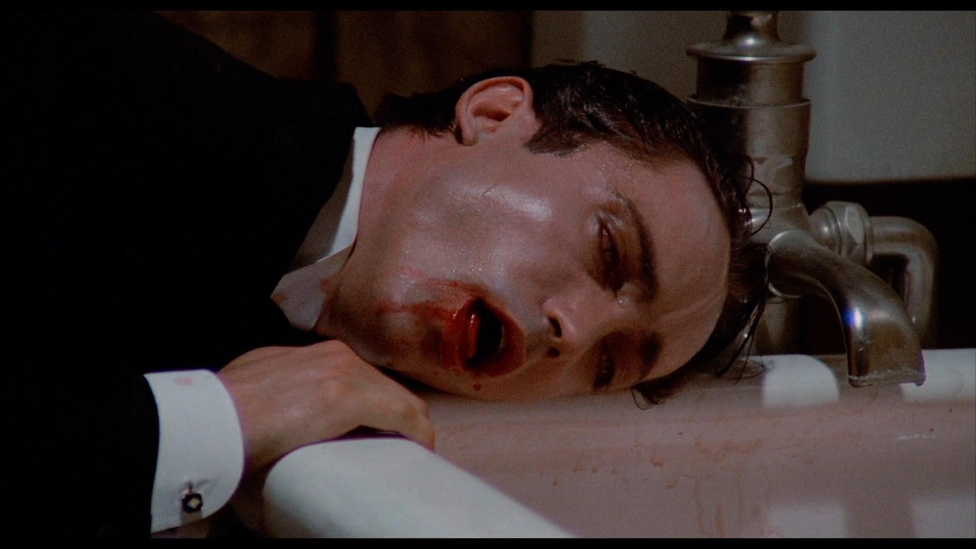 udo kier sweating from vomiting in "blood for dracula"