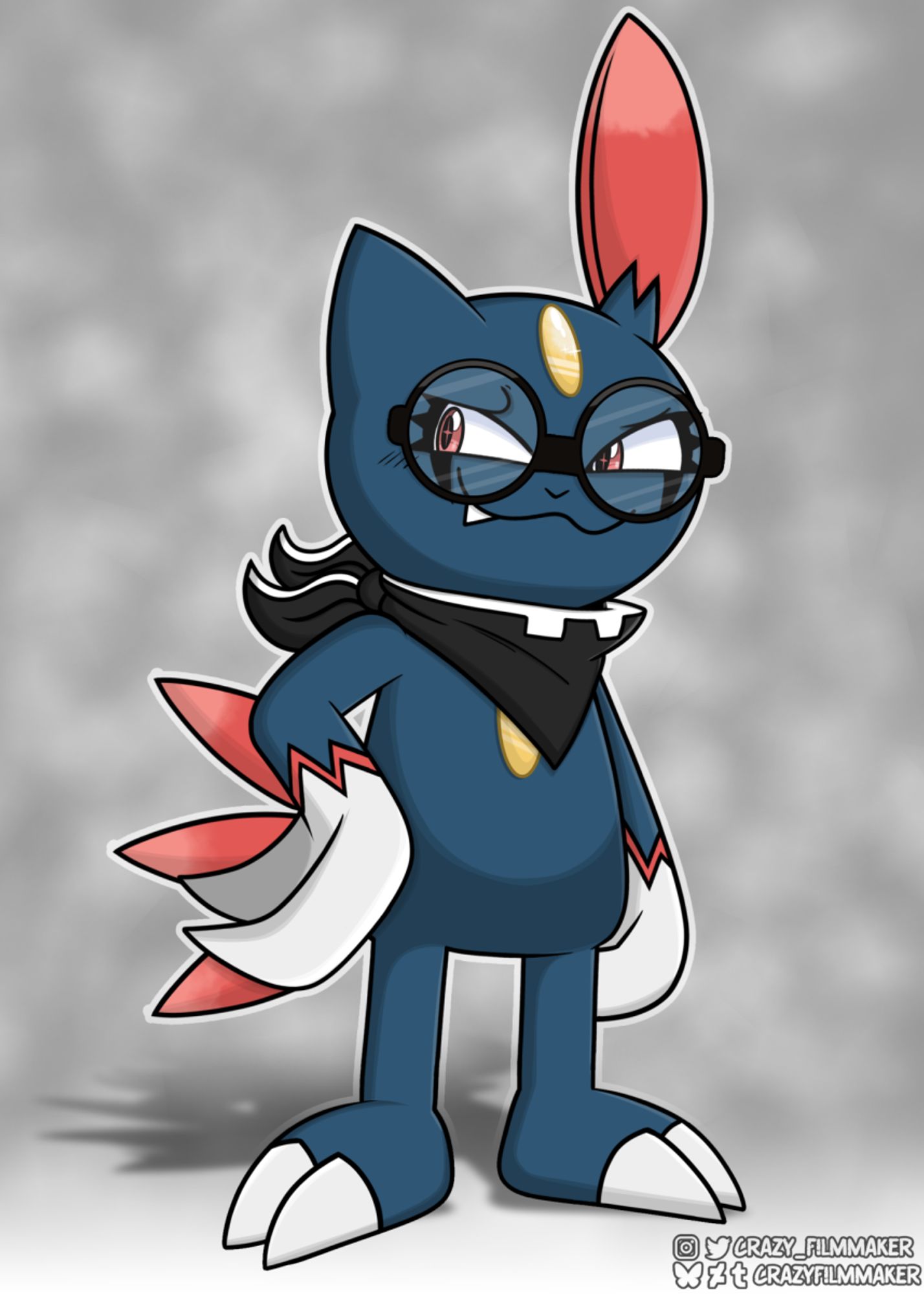 updated render of my Sneasel OC, Trevor