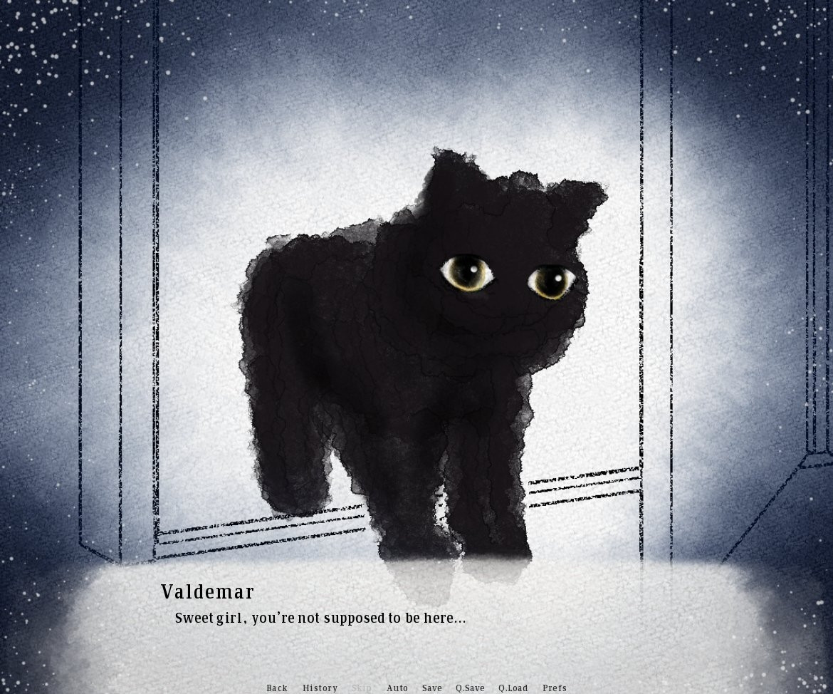 An absolutely ridiculous blobby black cat with horrifyingly human eyes (very cute)