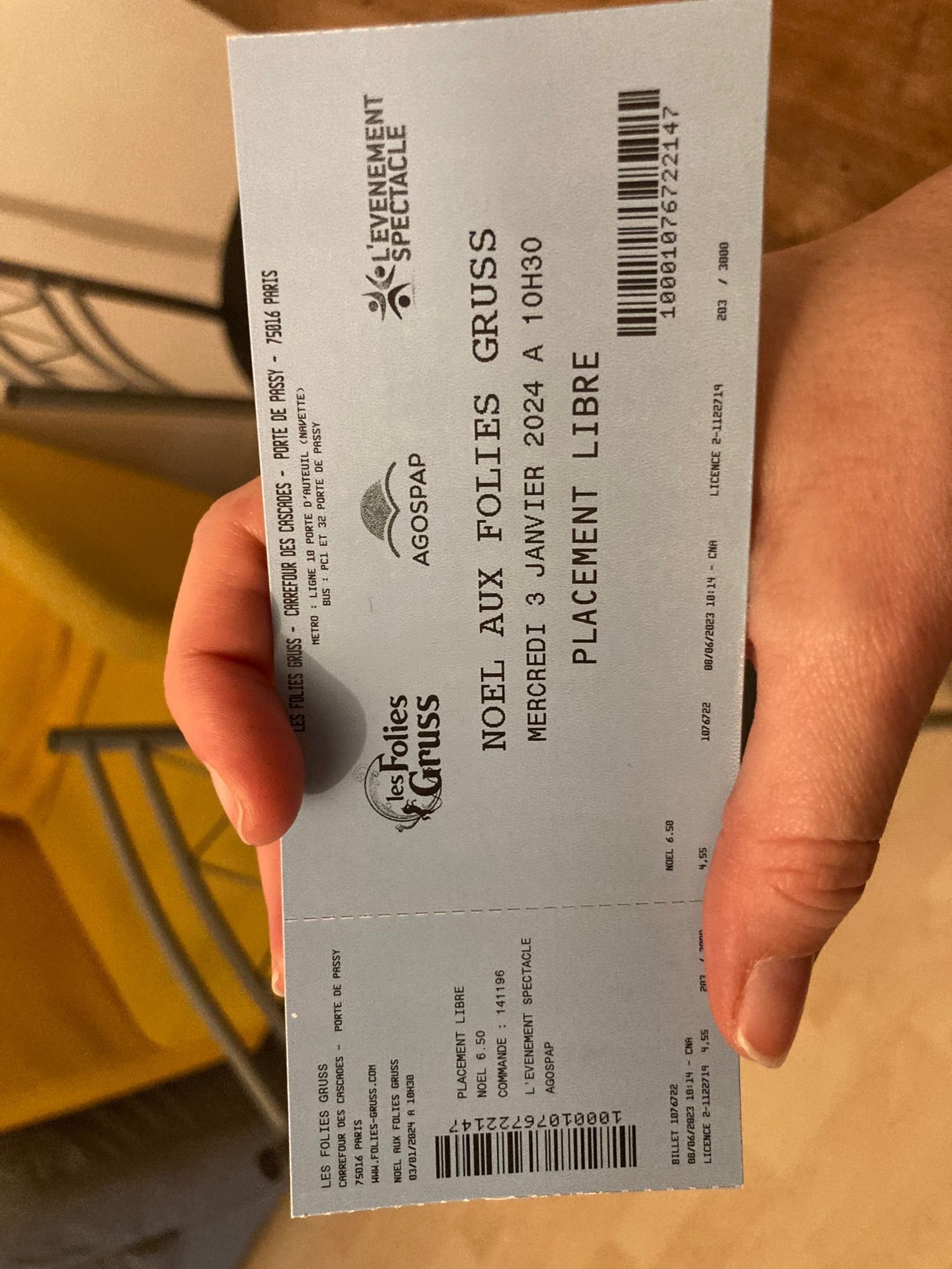 Place pour le cirque gruss demain mercredi 3 janvier 10h30